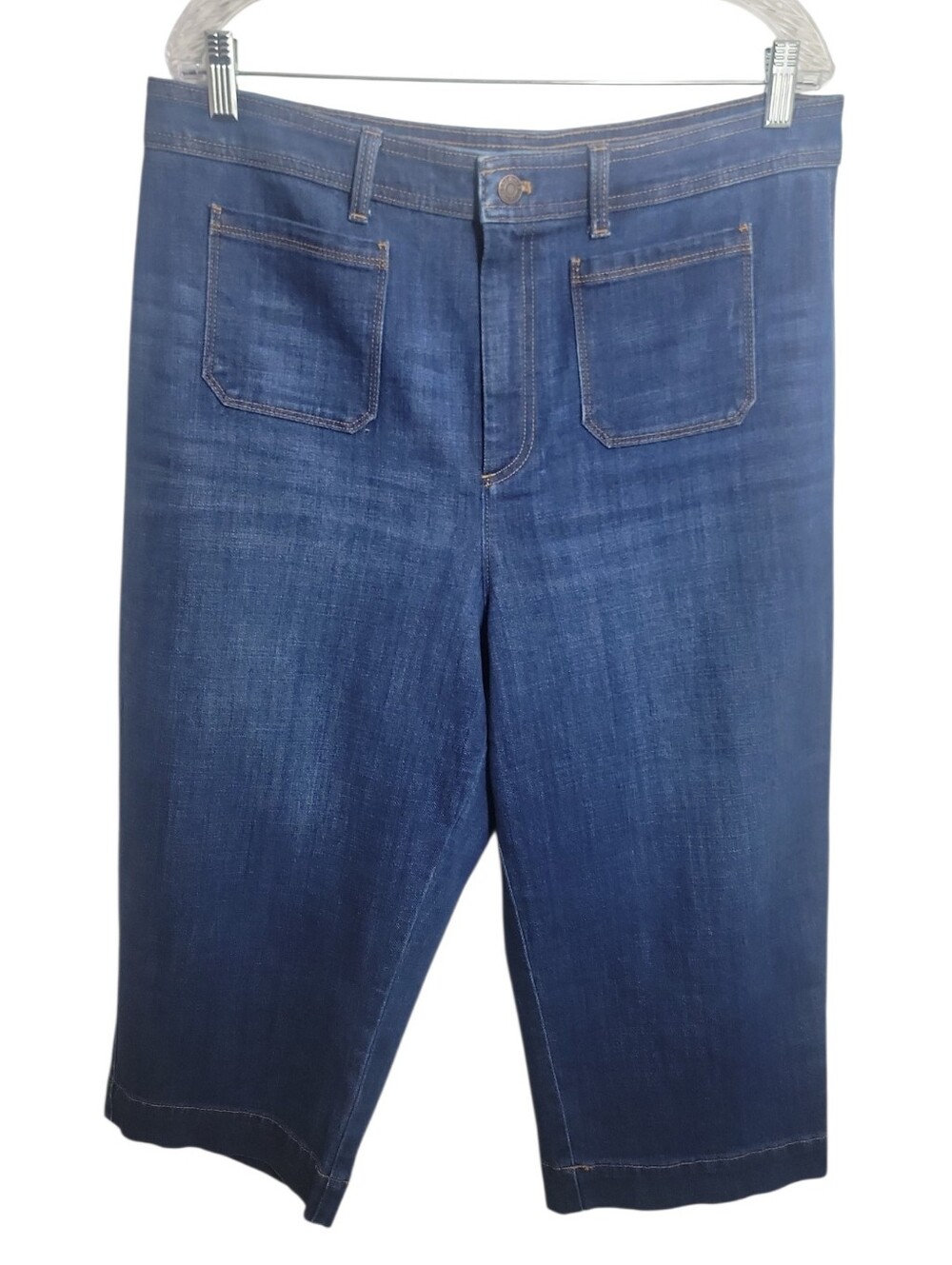 Talbots flawless high waist wide leg cropped denim jeans women's size 16 petite